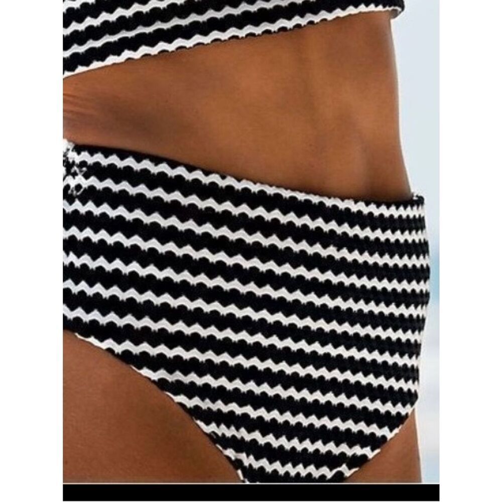 Land's End Plus Standard Crochet bikini bottoms black white pattern Various